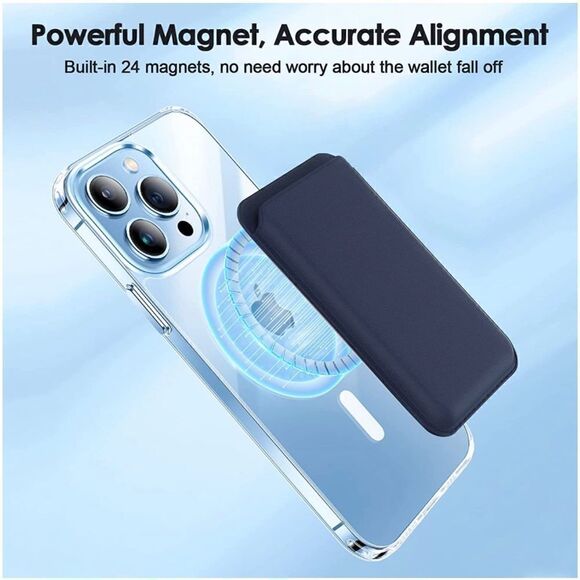 Magnetic Wallet Card Holder For iPhone with MagSafe Case, Navy Blue/ Black Color - Picture 8 of 9